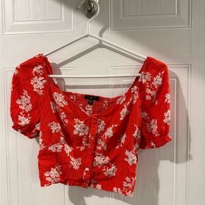 Dynamite Red Floral Blouse